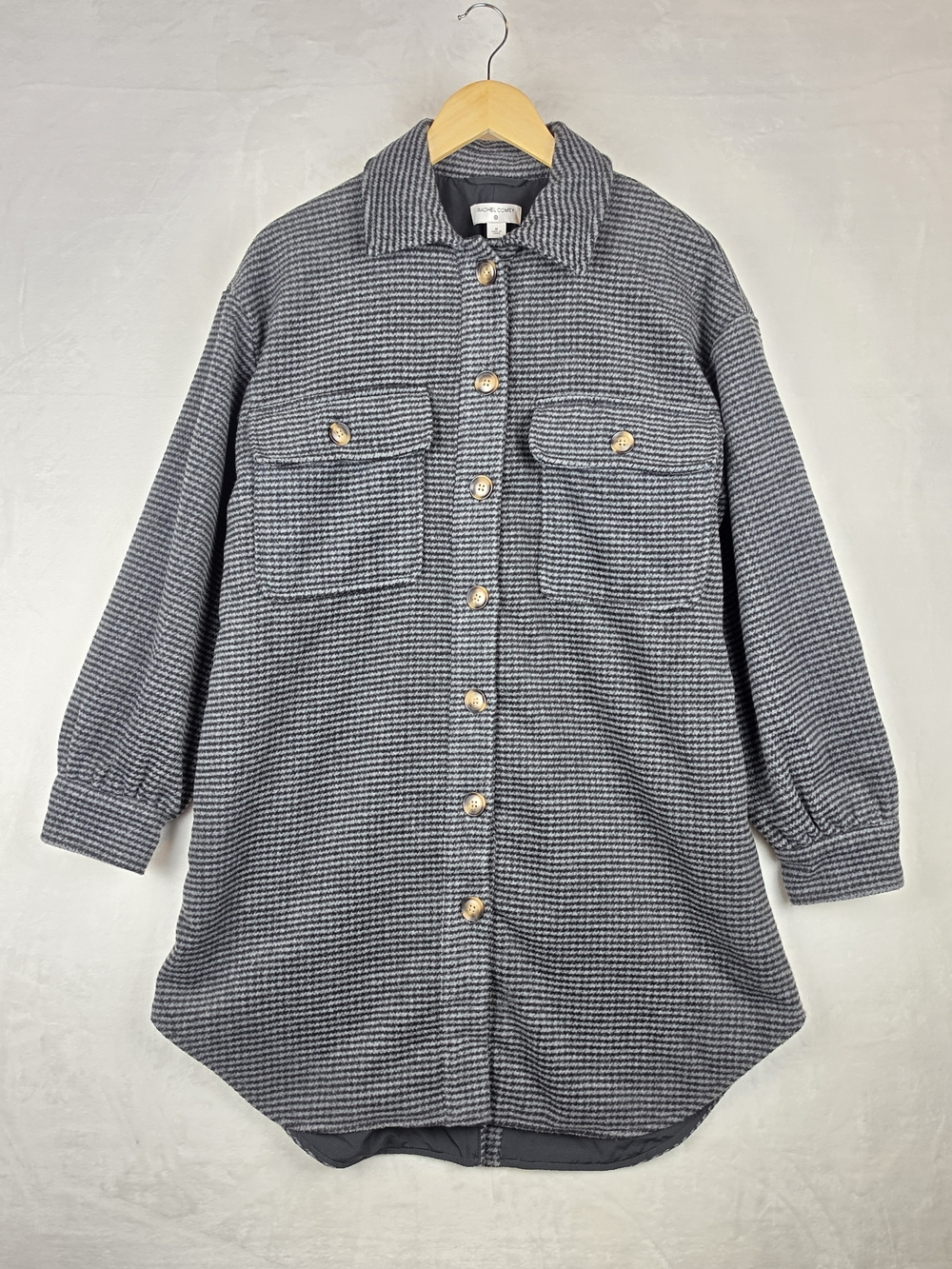 Rachel Comey Houndstooth Oversized Shacket Womens Medium Wool Blend
